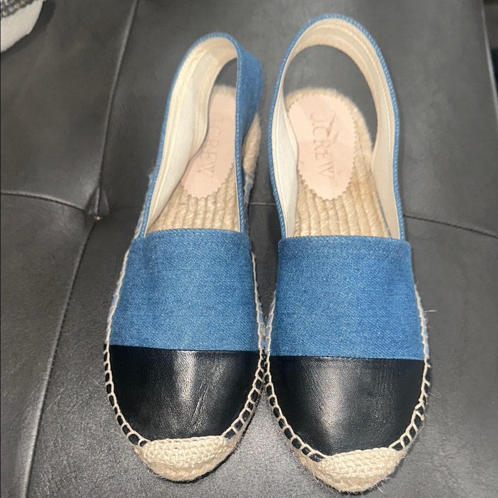 J. Crew Blue and Black Espadrille Flats